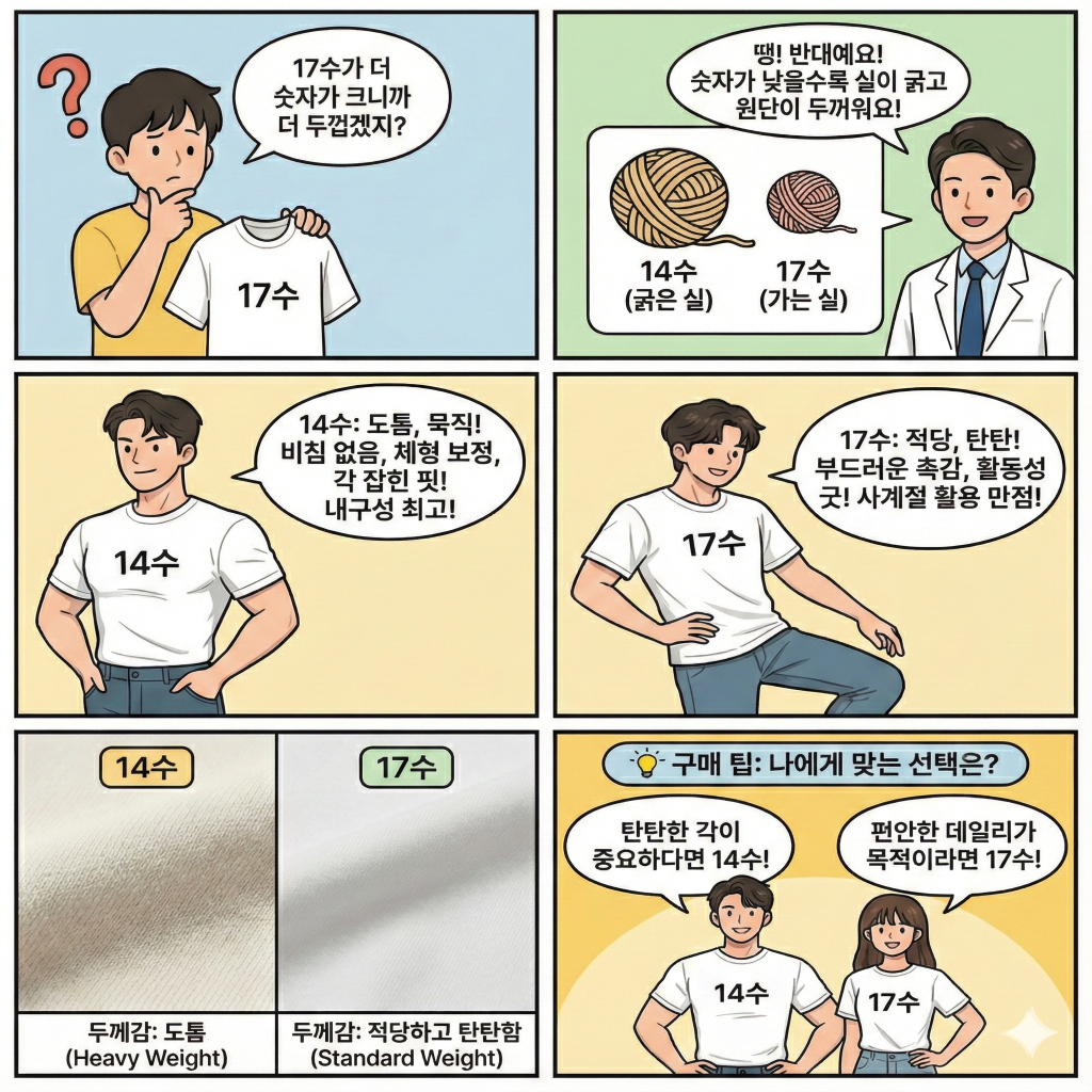 👕 14수 vs 17수 면 티셔츠, 나에게 맞는 선택은?
