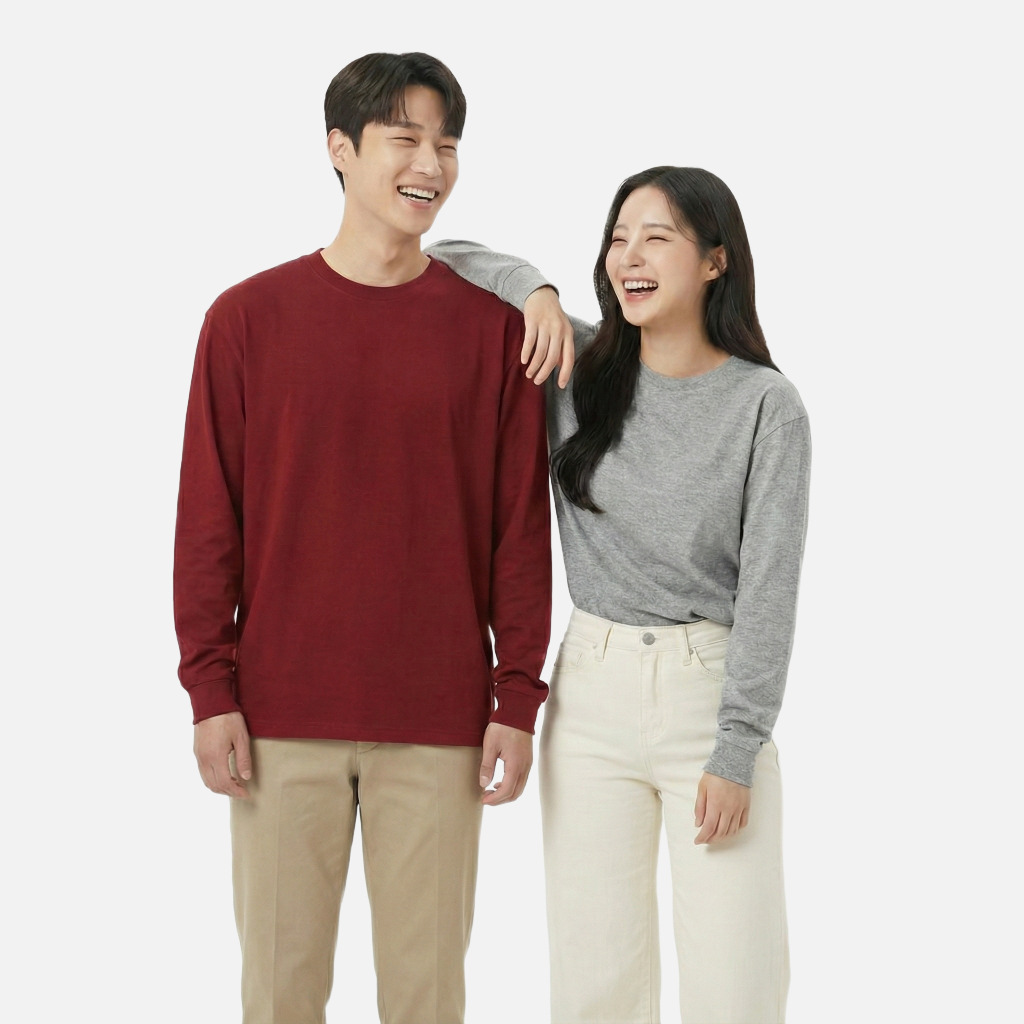 [긴팔 17수] 면 100% 커스텀 티셔츠, 사계절 내내 탄탄한 핏과 편안함 (8가지 색상)