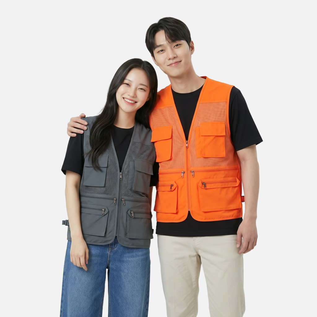 [V넥 메쉬 베스트] 다포켓 메쉬 베스트, 무너지지 않는 수납력과 통기성 (13가지 색상)